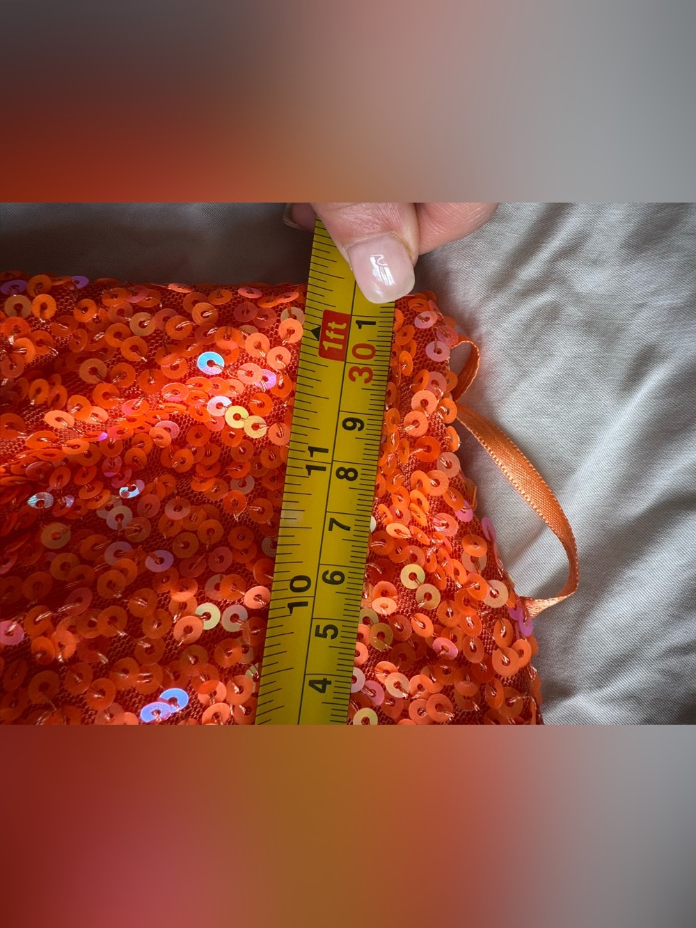 Crystal Doll Glamorous One Shoulder Sequin Evening Gown Orange Size US 0 - Picture 9 of 12